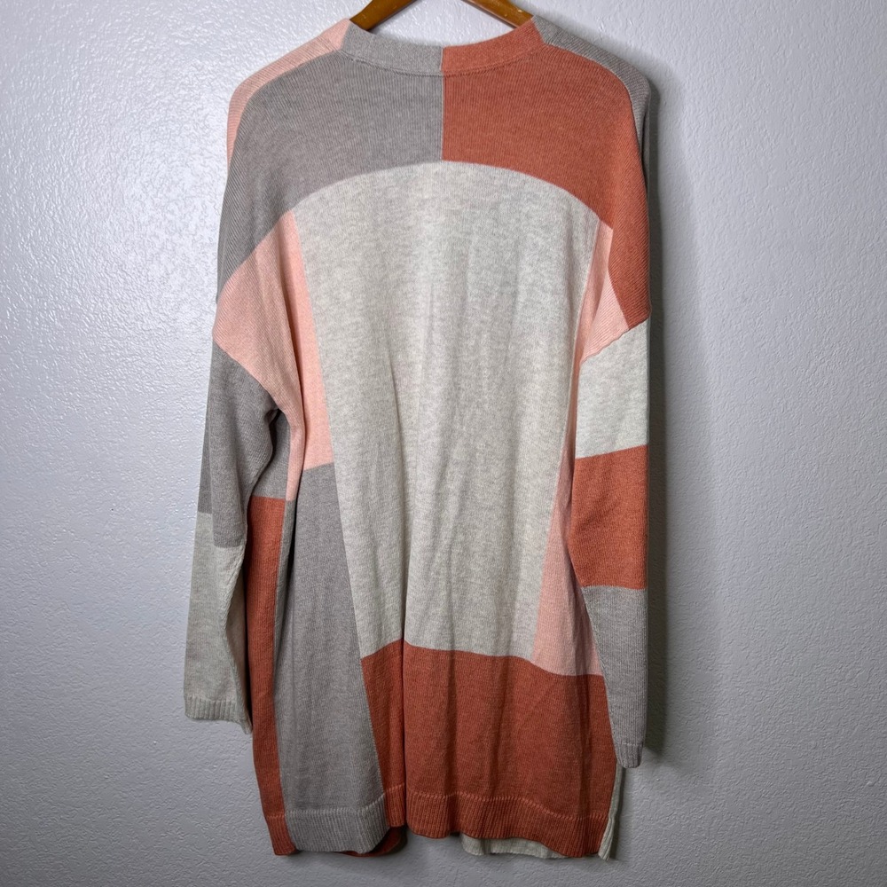 J. Jill Pure Jill Colorblock One Button Longline Cardigan Sweater XL Pink NWT - Picture 4 of 8